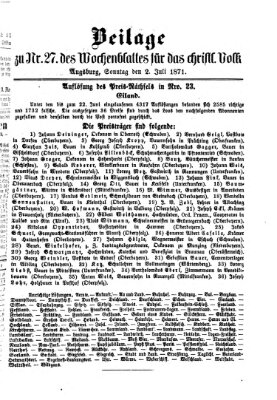 Wochenblatt für das christliche Volk Sonntag 2. Juli 1871