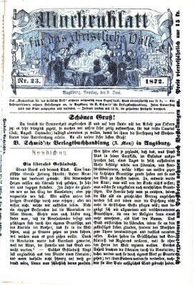 Wochenblatt für das christliche Volk Sonntag 9. Juni 1872