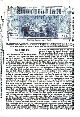 Wochenblatt für das christliche Volk Sonntag 4. August 1872