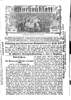 Wochenblatt für das christliche Volk Sonntag 8. Dezember 1872