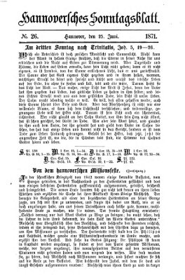 Hannoversches Sonntagsblatt Sonntag 25. Juni 1871