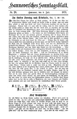 Hannoversches Sonntagsblatt Sonntag 9. Juli 1871