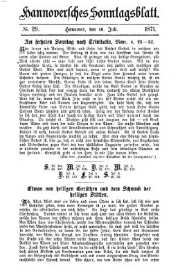 Hannoversches Sonntagsblatt Sonntag 16. Juli 1871