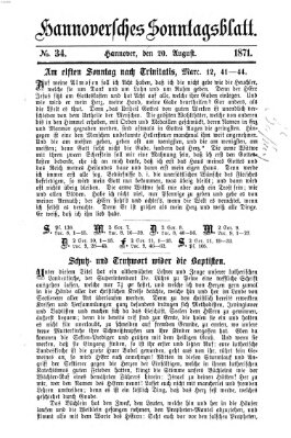 Hannoversches Sonntagsblatt Sonntag 20. August 1871