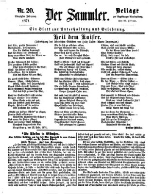 Der Sammler (Augsburger Abendzeitung) Mittwoch 22. Februar 1871