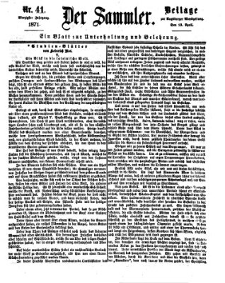 Der Sammler (Augsburger Abendzeitung) Donnerstag 13. April 1871