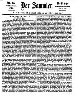 Der Sammler (Augsburger Abendzeitung) Samstag 22. April 1871