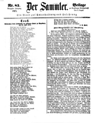 Der Sammler (Augsburger Abendzeitung) Mittwoch 2. August 1871