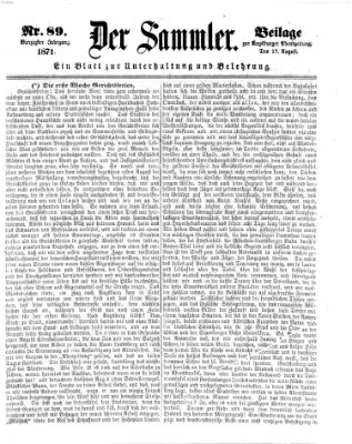 Der Sammler (Augsburger Abendzeitung) Donnerstag 17. August 1871