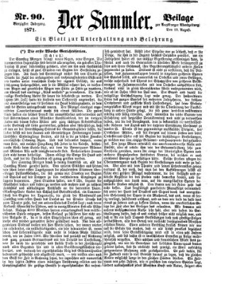 Der Sammler (Augsburger Abendzeitung) Samstag 19. August 1871