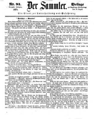 Der Sammler (Augsburger Abendzeitung) Samstag 26. August 1871