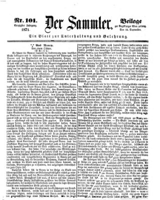 Der Sammler (Augsburger Abendzeitung) Donnerstag 14. September 1871