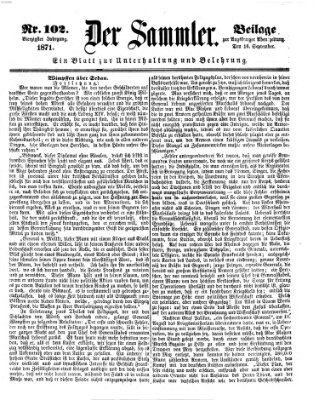 Der Sammler (Augsburger Abendzeitung) Samstag 16. September 1871