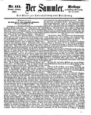 Der Sammler (Augsburger Abendzeitung) Samstag 14. Oktober 1871