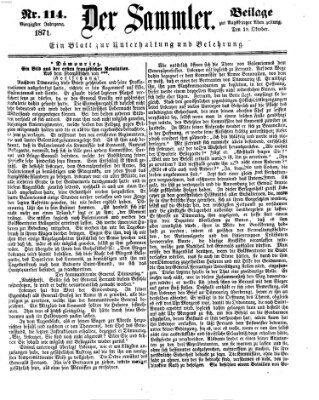 Der Sammler (Augsburger Abendzeitung) Mittwoch 18. Oktober 1871