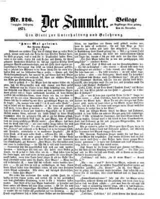 Der Sammler (Augsburger Abendzeitung) Dienstag 14. November 1871