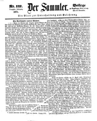 Der Sammler (Augsburger Abendzeitung) Donnerstag 16. November 1871