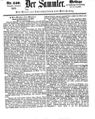 Der Sammler (Augsburger Abendzeitung) Samstag 16. Dezember 1871