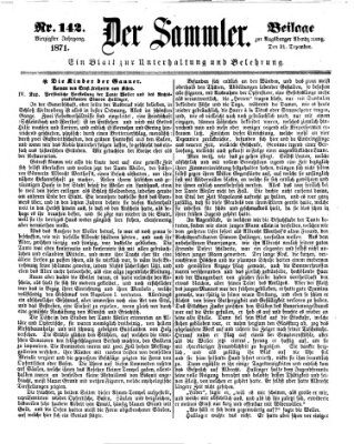 Der Sammler (Augsburger Abendzeitung) Donnerstag 21. Dezember 1871