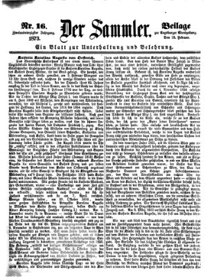 Der Sammler (Augsburger Abendzeitung) Donnerstag 13. Februar 1873