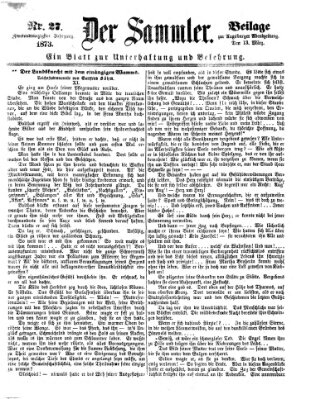 Der Sammler (Augsburger Abendzeitung) Donnerstag 13. März 1873