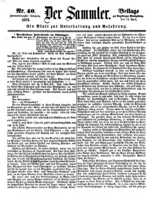 Der Sammler (Augsburger Abendzeitung) Samstag 12. April 1873