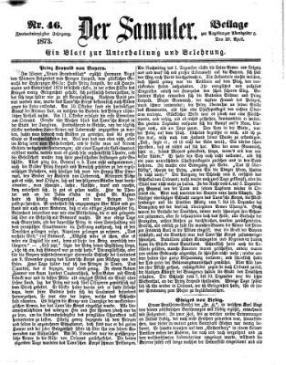 Der Sammler (Augsburger Abendzeitung) Dienstag 29. April 1873