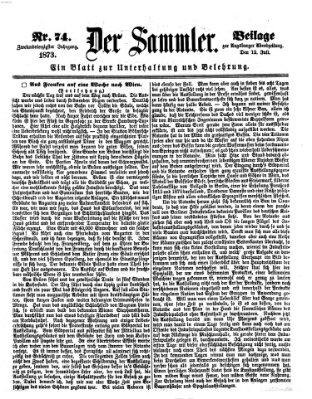 Der Sammler (Augsburger Abendzeitung) Samstag 12. Juli 1873