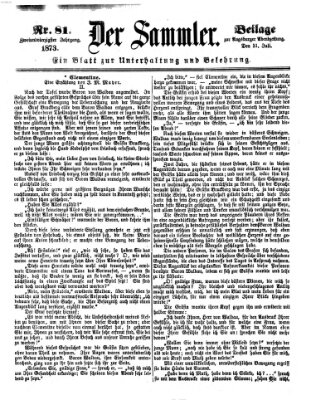 Der Sammler (Augsburger Abendzeitung) Donnerstag 31. Juli 1873