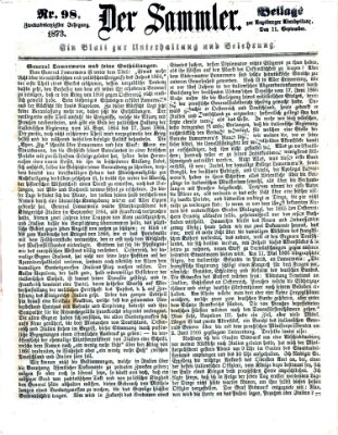 Der Sammler (Augsburger Abendzeitung) Donnerstag 11. September 1873