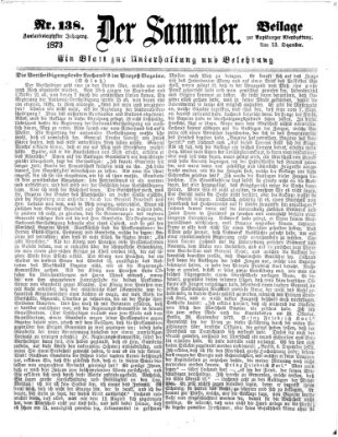 Der Sammler (Augsburger Abendzeitung) Samstag 13. Dezember 1873