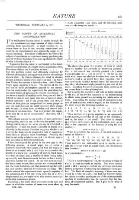 Nature Donnerstag 9. Februar 1871