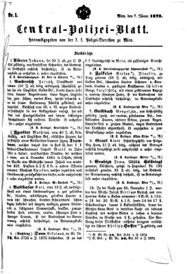 Zentralpolizeiblatt Dienstag 7. Januar 1873