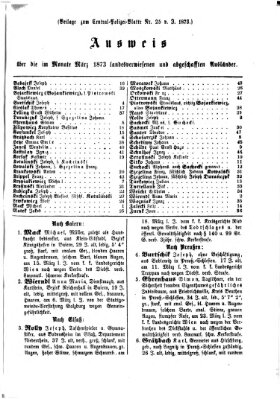 Zentralpolizeiblatt Montag 28. April 1873