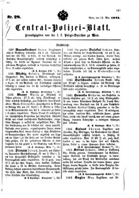 Zentralpolizeiblatt Montag 12. Mai 1873