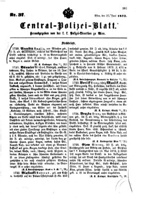 Zentralpolizeiblatt Montag 23. Juni 1873