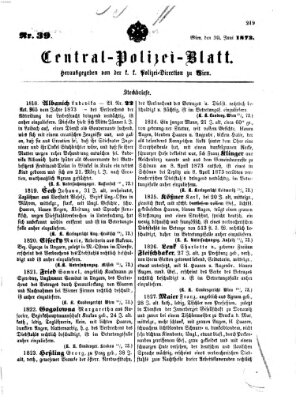 Zentralpolizeiblatt Montag 30. Juni 1873