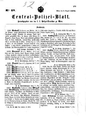 Zentralpolizeiblatt Mittwoch 6. August 1873