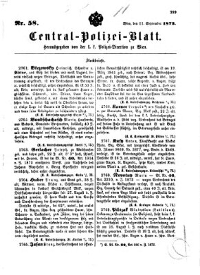 Zentralpolizeiblatt Donnerstag 11. September 1873