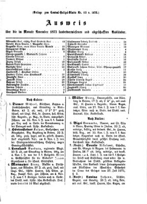 Zentralpolizeiblatt Dienstag 16. Dezember 1873