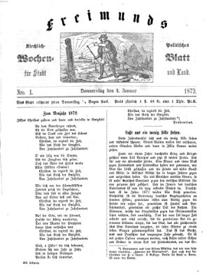 Freimund's kirchlich-politisches Wochenblatt für Stadt und Land Donnerstag 4. Januar 1872