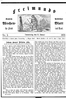 Freimund's kirchlich-politisches Wochenblatt für Stadt und Land Donnerstag 11. Januar 1872