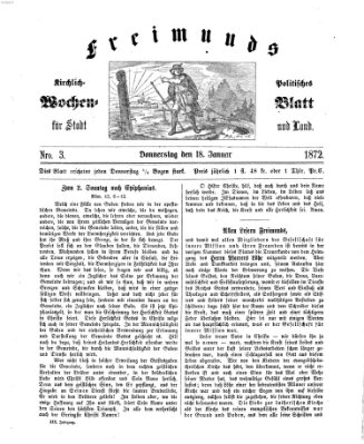 Freimund's kirchlich-politisches Wochenblatt für Stadt und Land Donnerstag 18. Januar 1872