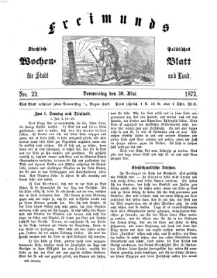 Freimund's kirchlich-politisches Wochenblatt für Stadt und Land Donnerstag 30. Mai 1872