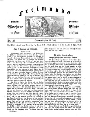 Freimund's kirchlich-politisches Wochenblatt für Stadt und Land Donnerstag 11. Juli 1872