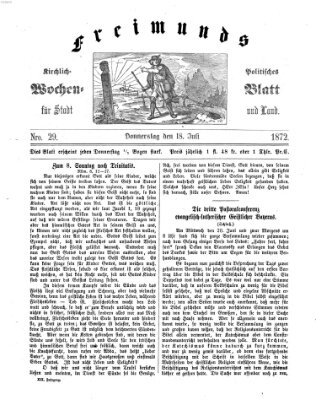 Freimund's kirchlich-politisches Wochenblatt für Stadt und Land Donnerstag 18. Juli 1872