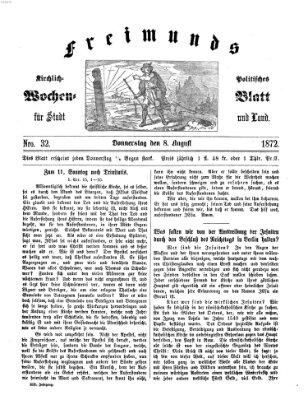 Freimund's kirchlich-politisches Wochenblatt für Stadt und Land Donnerstag 8. August 1872