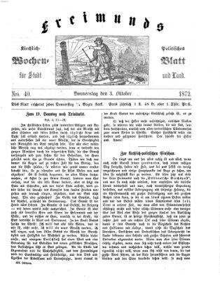 Freimund's kirchlich-politisches Wochenblatt für Stadt und Land Donnerstag 3. Oktober 1872