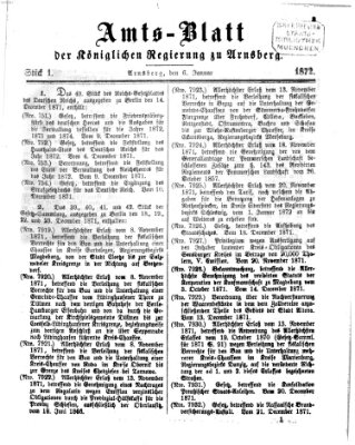 Amtsblatt für den Regierungsbezirk Arnsberg Samstag 6. Januar 1872