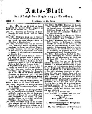 Amtsblatt für den Regierungsbezirk Arnsberg Samstag 20. Januar 1872